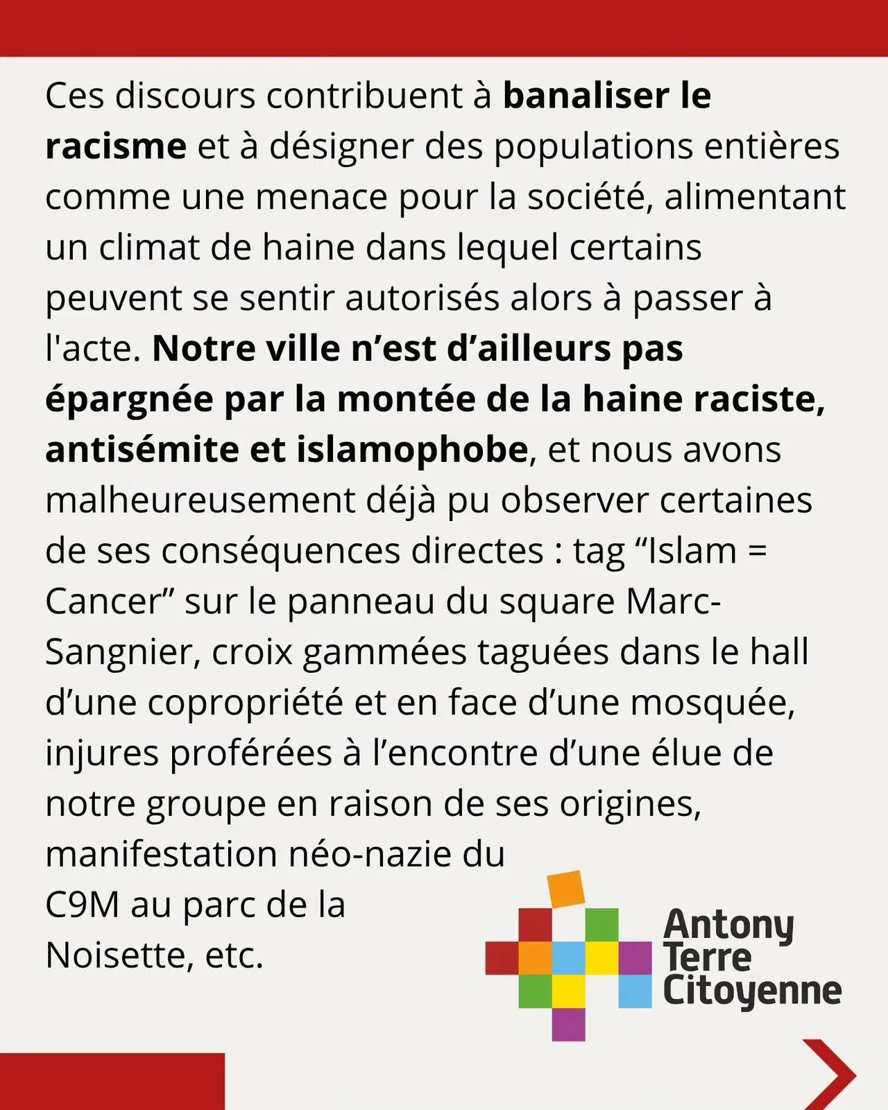 Image 4 sur 6 du communiqué publié sur Instagram, qui reprend le texte de l’article.